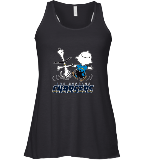 Snoopy And Charlie Brown Happy Los Angeles Chargers Fans Racerback Tank