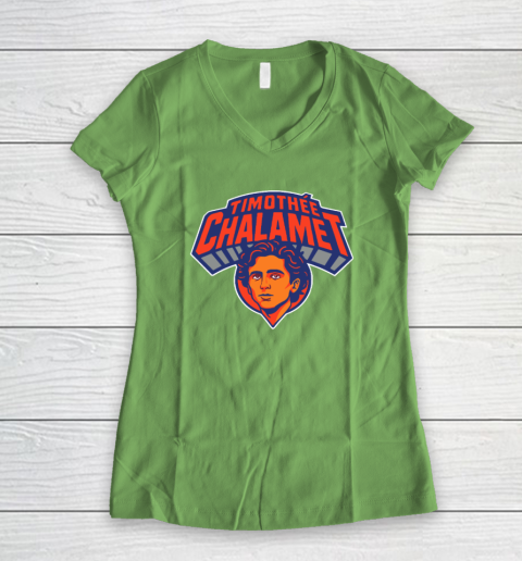 Timothee Chalamet New York Knicks Women's V-Neck T-Shirt 4