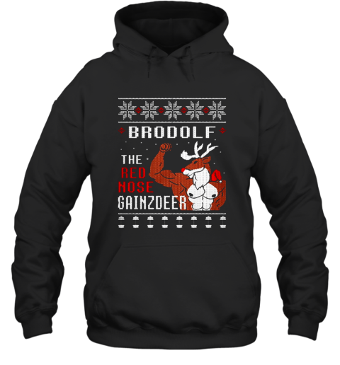 Brodolf The Red Nose Gainzdeer Christmas Sweater Hooded