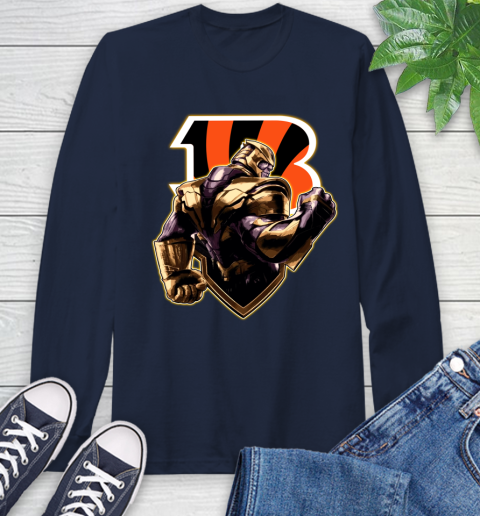 NFL Thanos Avengers Endgame Football Sports Cincinnati Bengals Long Sleeve T-Shirt 4
