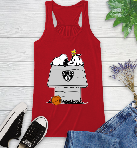 Brooklyn Nets NBA Basketball Snoopy Woodstock The Peanuts Movie Racerback Tank 6