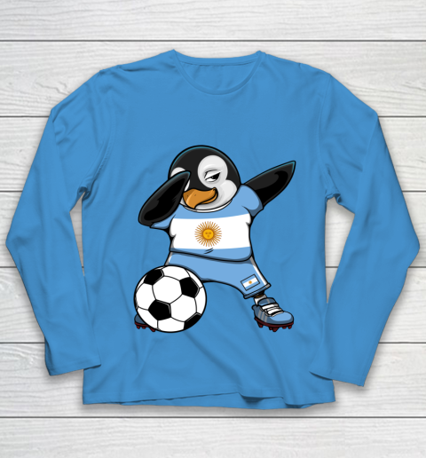Dabbing Penguin Argentina Soccer Fans Jersey Football Lovers Youth Long Sleeve 4