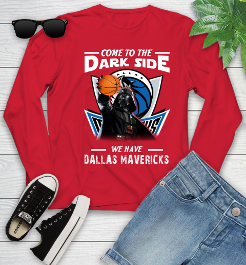 NBA Come To The Dark Side We Have Dallas Mavericks Star Wars Darth Vader Basketball Youth Long Sleeve 11