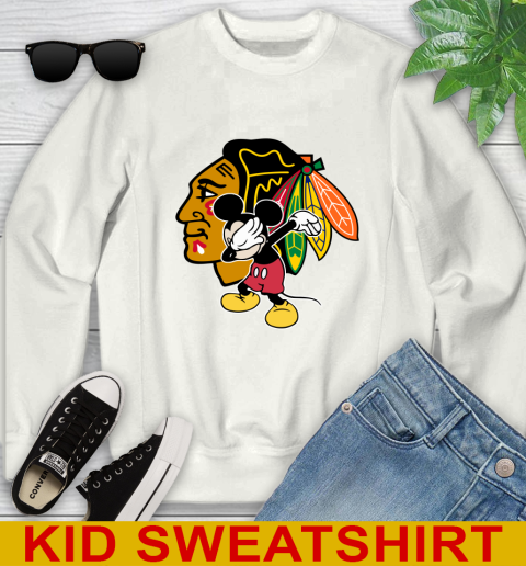 Chicago Blackhawks NHL Hockey Dabbing Mickey Disney Sports Youth Sweatshirt