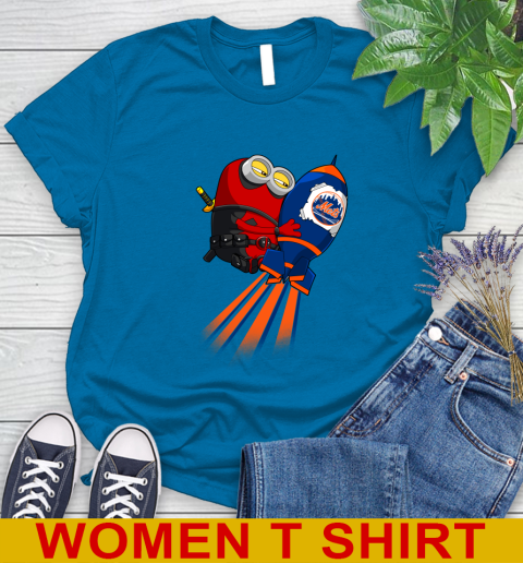MLB Baseball New York Mets Deadpool Minion Marvel Shirt Women's T-Shirt 8