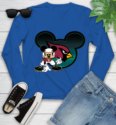 NFL Arizona Cardinals Mickey Mouse Disney Football T Shirt Youth Long Sleeve 9