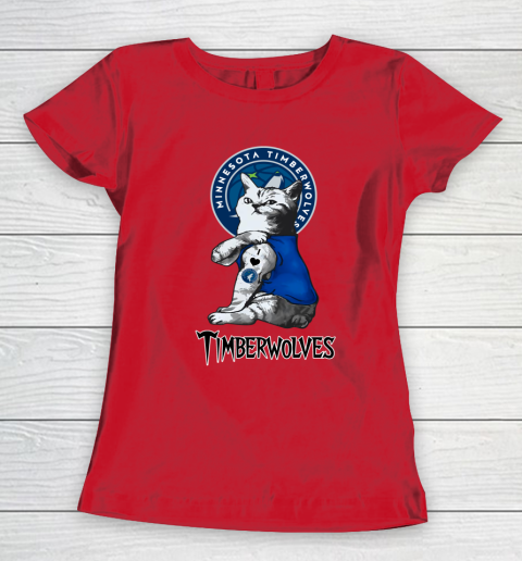 NBA Basketball My Cat Loves Minnesota Timberwolves Women's T-Shirt 9