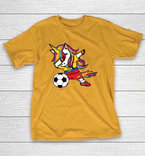 Dabbing Unicorn Ecuador Football Ecuadorean Flag Soccer T-Shirt 15