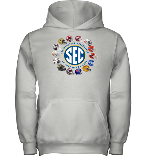 2023 Sec Southeastern Conference It Just Means More 14 Teams Helmet Youth Hoodie