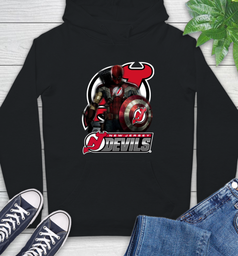 NHL Captain America Thor Spider Man Hawkeye Avengers Endgame Hockey New Jersey Devils Hoodie 2