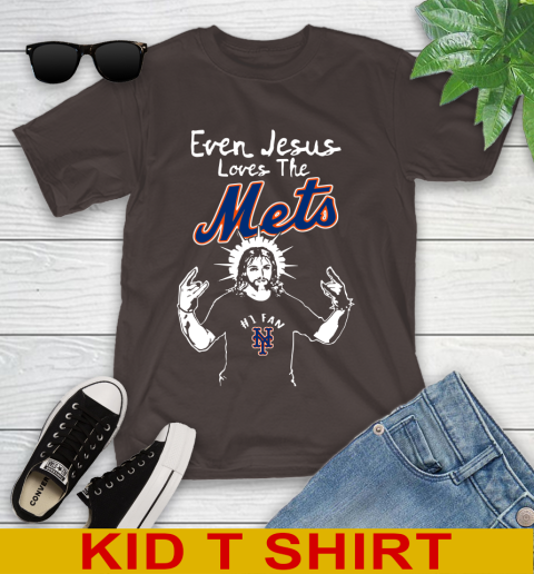 New York Mets MLB Baseball Even Jesus Loves The Mets Shirt Youth T-Shirt 6