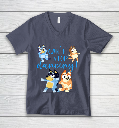 Bluey Dad Cant Stop Dancing For Father Day V-Neck T-Shirt 8