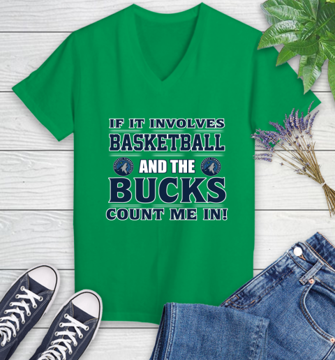 NBA If It Involves Basketball And Minnesota Timberwolves Count Me In Sports Women's V-Neck T-Shirt 5