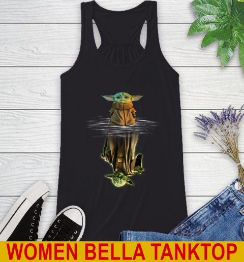 Mandalorian Baby Yoda star wars water reflection Racerback Tank