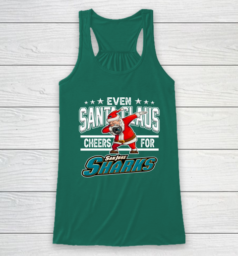 San Jose Sharks Even Santa Claus Cheers For Christmas NHL Racerback Tank 5