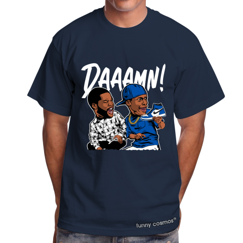 Air Jordan 1 Game Royal 1 Matching Sneaker Tshirt Daaamn meme Blue and White Jordan Shirt
