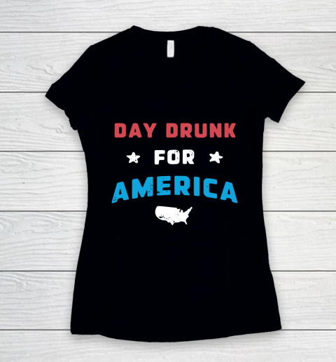 Beer Lover Funny Shirt DAY DRUNK FOR AMERICA Women's V-Neck T-Shirt