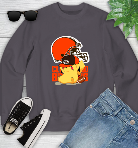 NFL Pikachu Football Sports Cleveland Browns Youth Sweatshirt 6