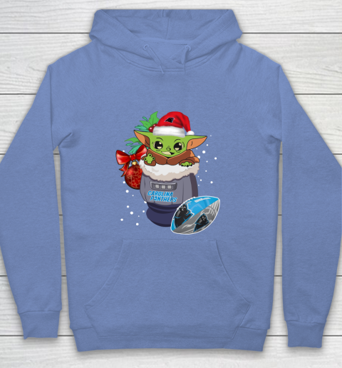 Carolina Panthers Christmas Baby Yoda Star Wars Funny Happy NFL Youth Hoodie 10