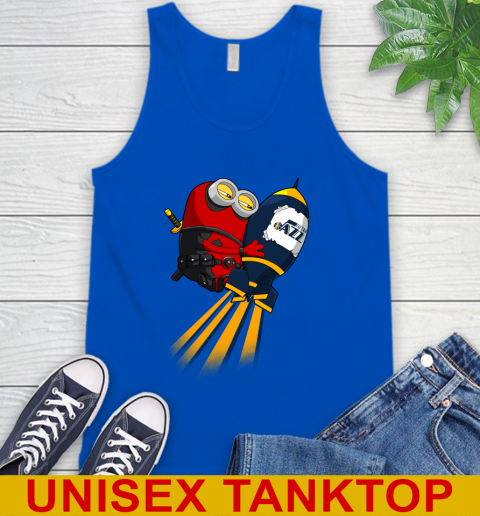 NBA Basketball Utah Jazz Deadpool Minion Marvel Shirt Tank Top - Image 5