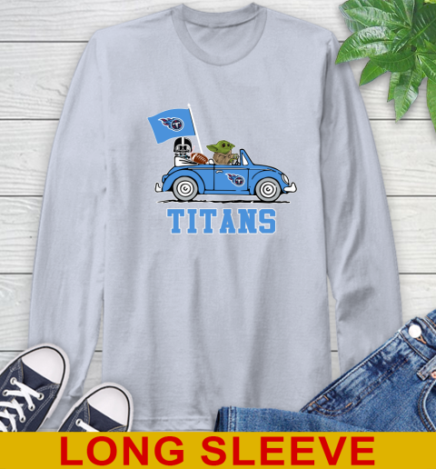 NFL Football Tennessee Titans Darth Vader Baby Yoda Driving Star Wars Shirt Long Sleeve T-Shirt 6