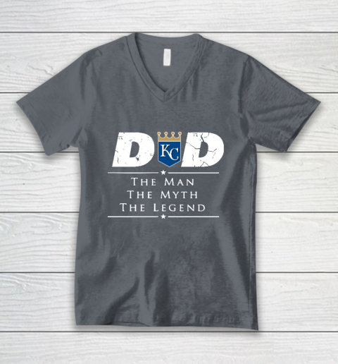 Kansas City Royals MLB Baseball Dad The Man The Myth The Legend V-Neck T-Shirt 4