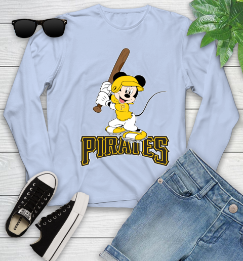 MLB Baseball Pittsburgh Pirates Cheerful Mickey Mouse Shirt Youth Long Sleeve 9