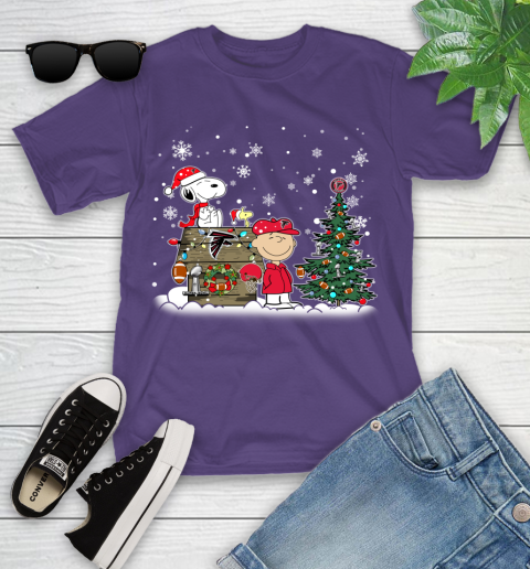 NFL Atlanta Falcons Snoopy Charlie Brown Christmas Football Super Bowl Sports Youth T-Shirt 3