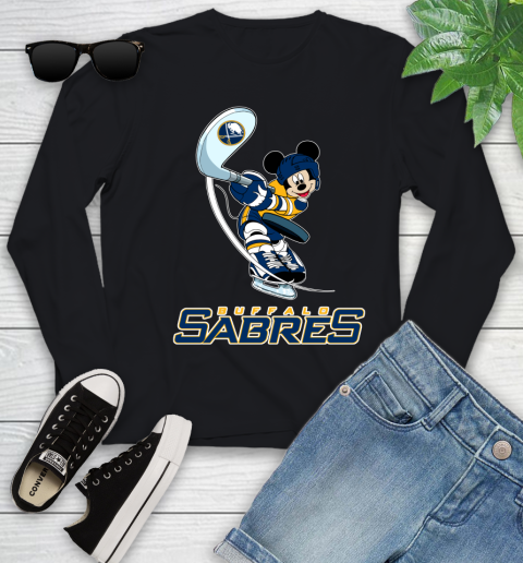 NHL Hockey Buffalo Sabres Cheerful Mickey Mouse Shirt Youth Long Sleeve