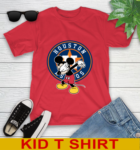 Houston Astros MLB Baseball Dabbing Mickey Disney Sports Youth T-Shirt 10