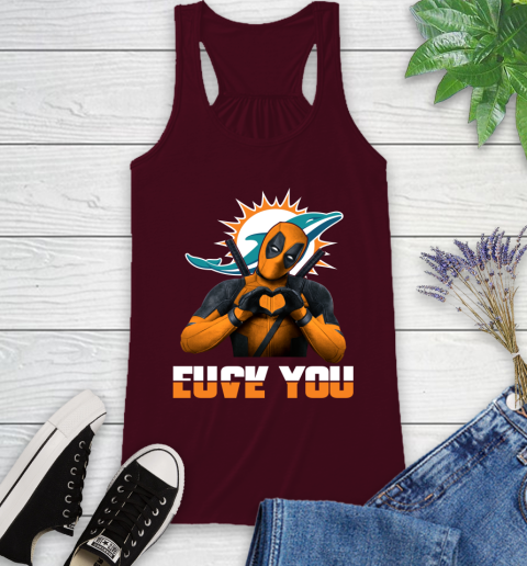 NHL Miami Dolphins Deadpool Love You Fuck You Football Sports Racerback Tank 2