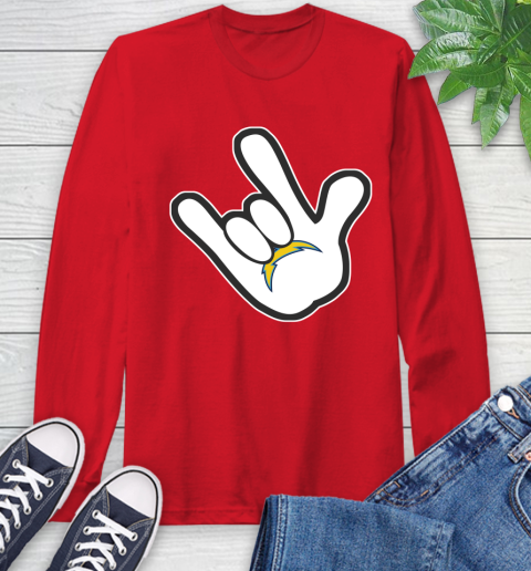 San Diego Chargers NFL Football Mickey Rock Hand Disney Long Sleeve T-Shirt 10