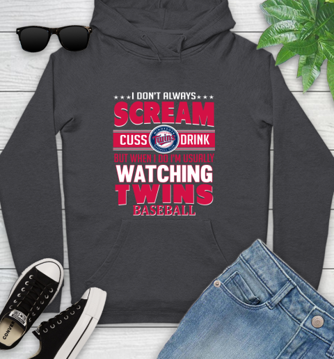 Minnesota Twins MLB I Scream Cuss Drink When I'm Watching My Team Youth Hoodie 8
