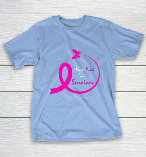 Womens Butterfly I Wear Pink I m A Survivor Breast Cancer Awareness T-Shirt 10
