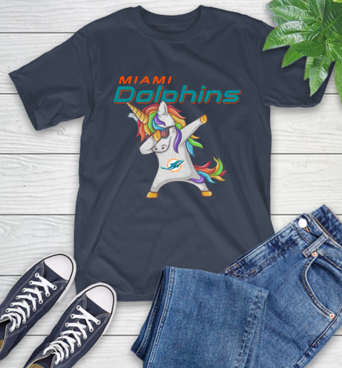Miami Dolphins NFL Football Funny Unicorn Dabbing Sports T-Shirt 4