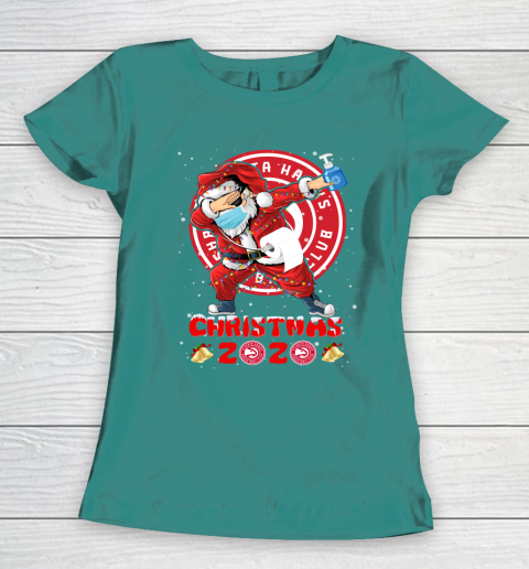 Atlanta Hawks Funny Santa Claus Dabbing Christmas 2020 NBA Women's T-Shirt 10