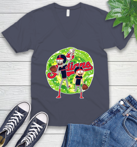 MLB Cleveland Indians Rick And Morty Baseball Sports V-Neck T-Shirt 9