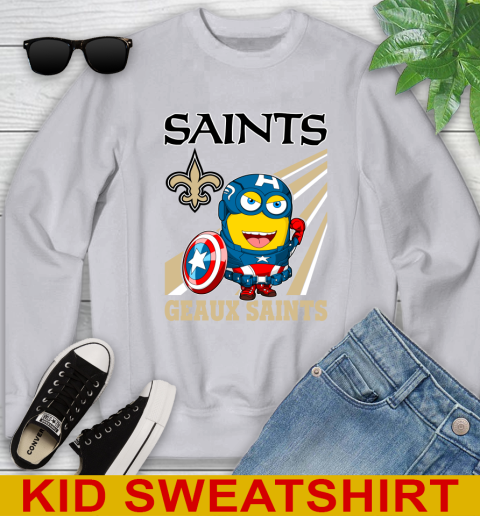 NFL Football New Orleans Saints Captain America Marvel Avengers Minion Shirt Youth Sweatshirt 3