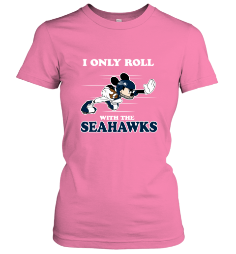 NFL Mickey Mouse I Only Roll With Seattle Seahawks Women's T-Shirt 