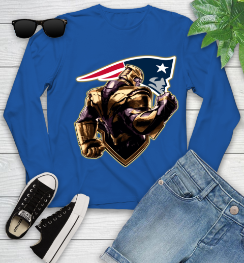 NFL Thanos Avengers Endgame Football Sports New England Patriots Youth Long Sleeve 9