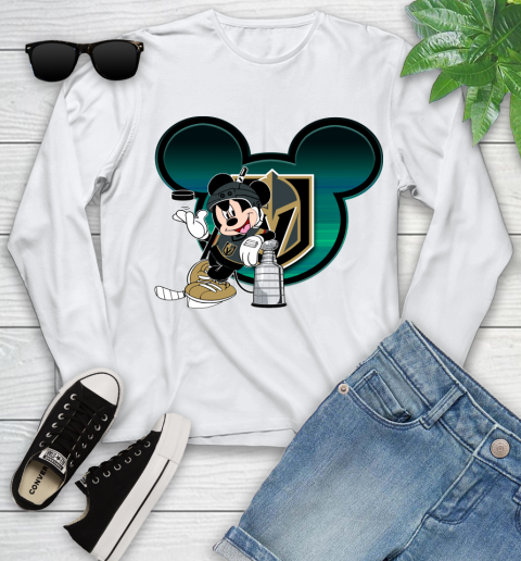 NHL Vegas Golden Knights Stanley Cup Mickey Mouse Disney Hockey T Shirt Youth Long Sleeve