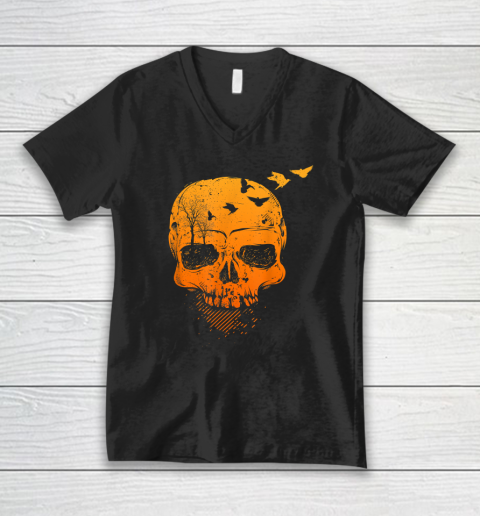 Halloween Skull Decor Vintage Gothic Costume V-Neck T-Shirt