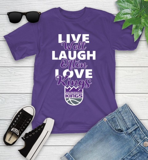 NBA Basketball Sacramento Kings Live Well Laugh Often Love Shirt Youth T-Shirt 3