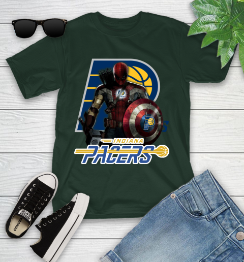 Indiana Pacers NBA Basketball Captain America Thor Spider Man Hawkeye Avengers Youth T-Shirt 5