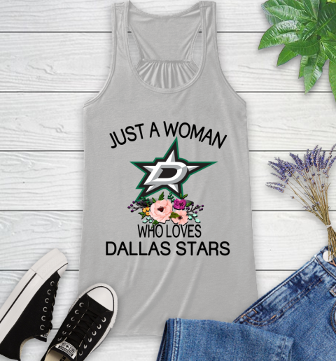 NHL Just A Woman Who Loves Dallas Stars Hockey Sports Racerback Tank