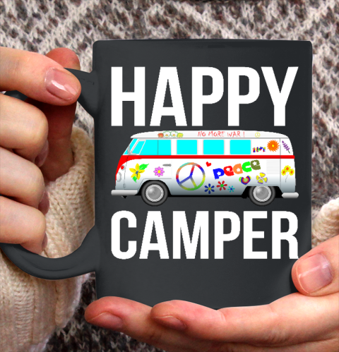 Happy Camper Camping Van Peace Sign Hippies 1970s Campers Ceramic Mug 11oz