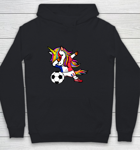 Funny Dabbing Unicorn France Football French Flag Soccer Youth Hoodie