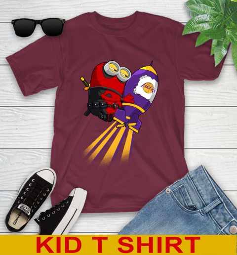 NBA Basketball Los Angeles Lakers Deadpool Minion Marvel Shirt Youth T-Shirt 5