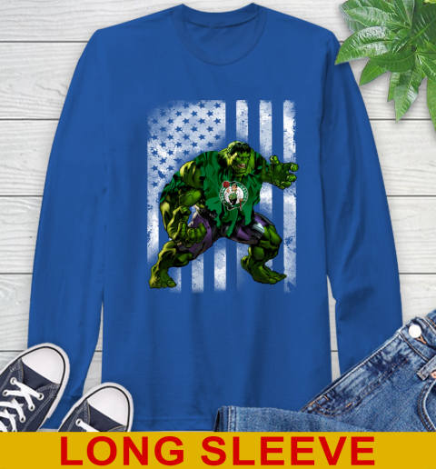 Boston Celtics Hulk Marvel Avengers NBA Basketball American Flag Long Sleeve T-Shirt 11