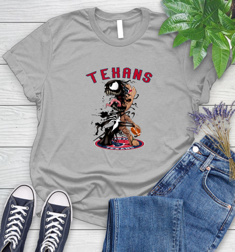 NFL Houston Texans Football Venom Groot Guardians Of The Galaxy Women's T-Shirt 5